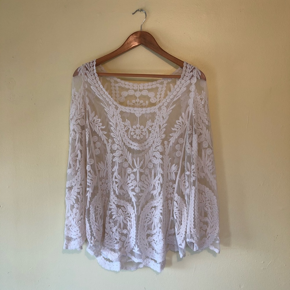 F21 White Ivory Lace Top